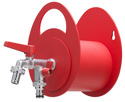 Belfer 42/MU Roter Wandschlauchhalter mit doppeltem Auslaufhahn sconto