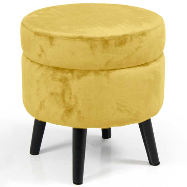 Pouf Contenitore Ø37x40 cm Sgabello Poggiapiedi in Velluto Mostarda prezzo