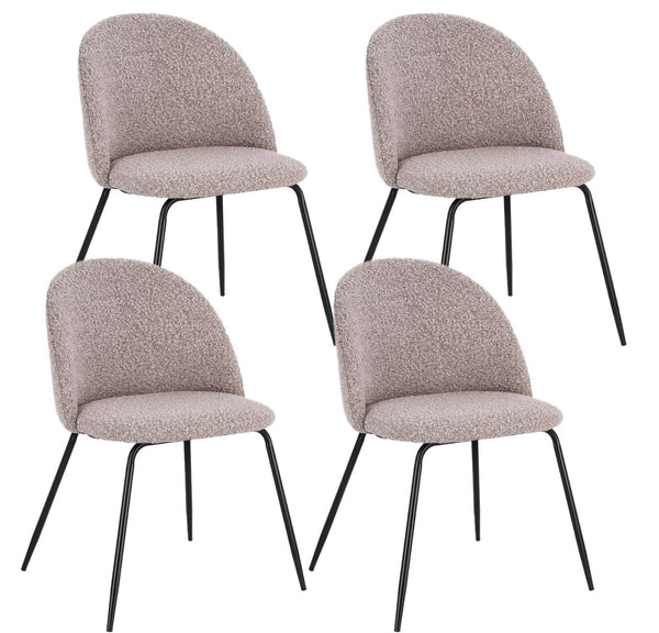 acquista Set 4 Sedie 49x55x77 cm Tanya in Bouclè Nero e Visone