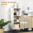 Mobile Bagno Ripiano Aperto 1 Anta 31,5x30x91 cm in Legno Quercia e Bianco