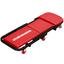 Lettino Sgabello Sottomacchina 2 in 1 per Meccanico Officina Struttura in Acciaio Rosso      