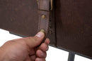 Console Travel Coppia con Contenitore 90x40x78,5-80x35x53,5 cm Legno e Ferro e PU Marrone