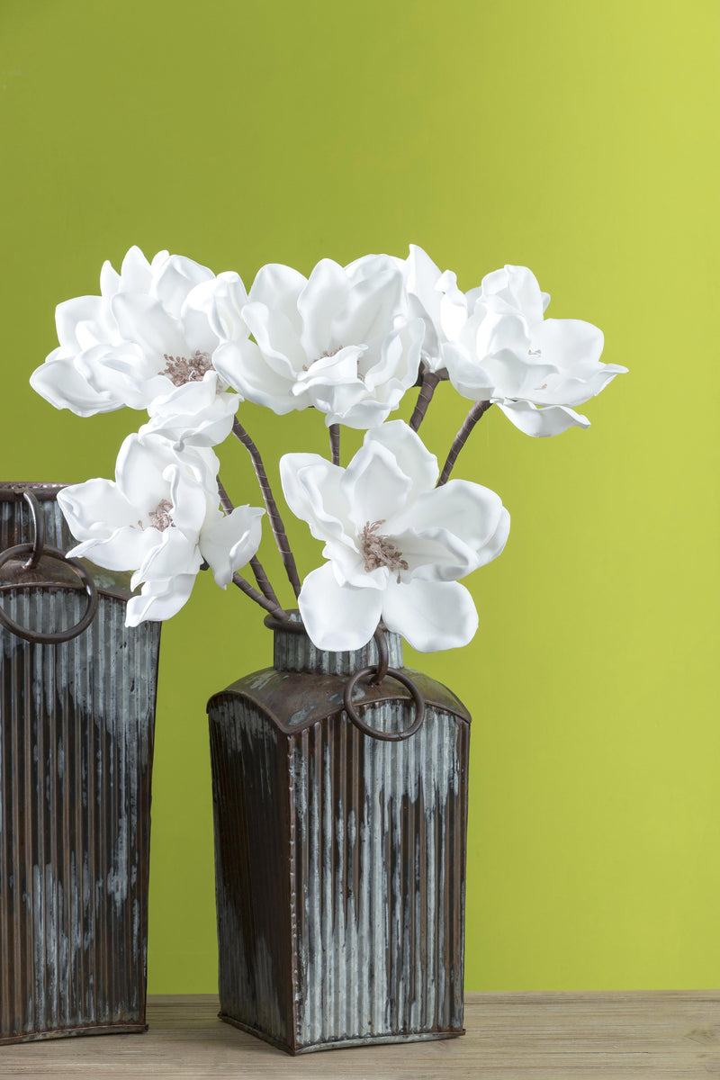 Set 3 Fiori Artificiali di Magnolia Altezza 63 cm Bianco