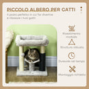 Albero Tiragraffi con Lettino in Peluche 40x40x48 cm con Spazzola e Palo in Sisal Grigio   
