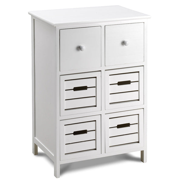 Kommode mit 6 Schubladen aus Fadi White Paulownia-Holz sconto