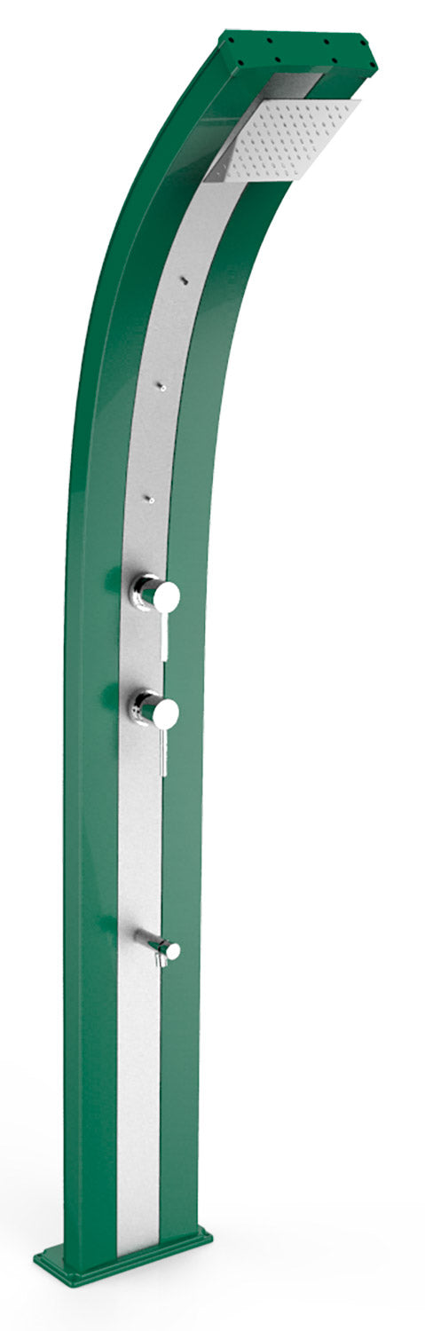 acquista Doccia Solare da Giardino 40L Miscelatore Nebulizzatore e Lavapiedi Arkema Dada Fascia Inox Verde Scuro
