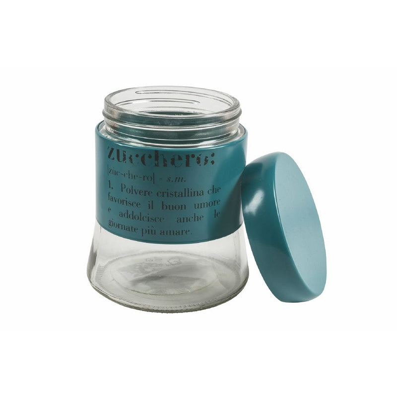 Barattolo Zucchero 700 ml in Vetro e Metallo VdE Tivoli 1996 Azzurro