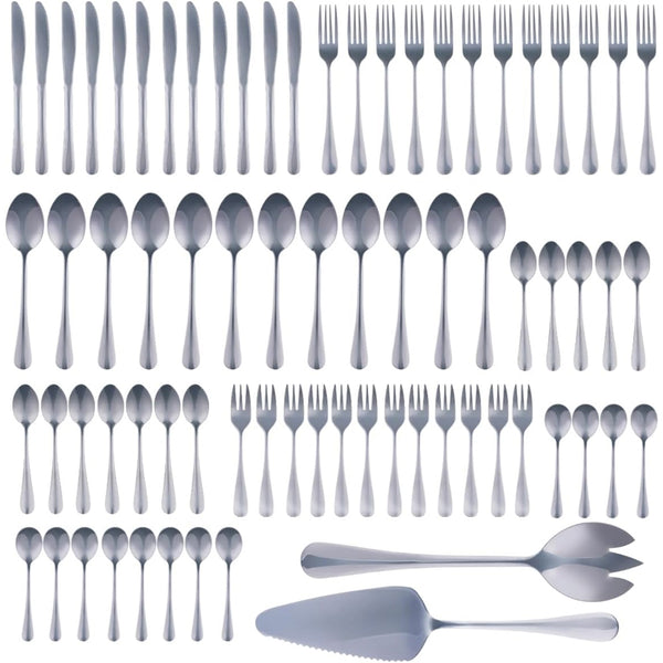 sconto Set 75 Pezzi Posate per 12 Persone Cucchiai Cucchiaini Forchette Coltelli in Acciaio Inox