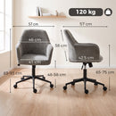 Sedia da Ufficio Girevole 57x57x83-93 cm Regolabile in Altezza con Funzione Oscillante in Ciniglia Grigio      
