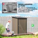 Casetta da Giardino Porta Attrezzi 100x104x160 cm con Porta in Acciaio Galvanizzato Marrone e Grigio Scuro      