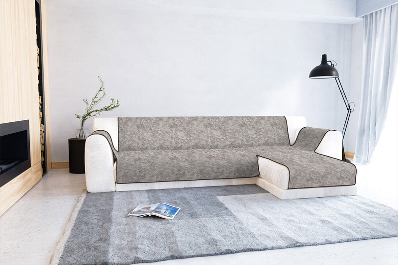 Copridivano con Penisola Destra in Poliestere e Cotone Marrone Varie Misure