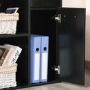 Scrivania Angolare da Ufficio 2 Cassetti e 2 Ripiani 117x82x74 cm in Legno Nero 