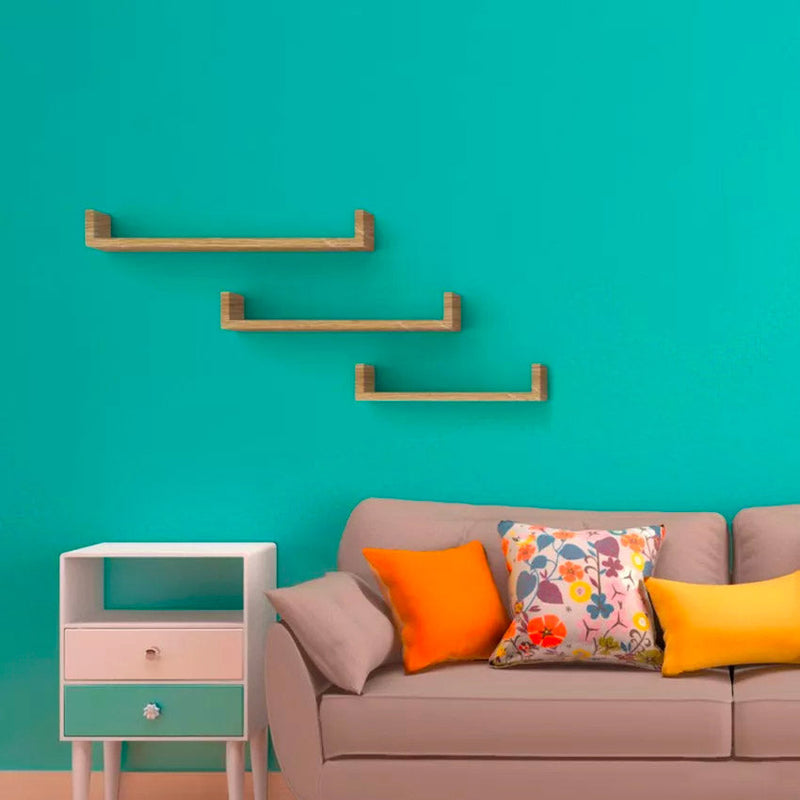 Set 3 Mensole da Parete 60-50-40x23,7x8 cm in Fibra di Legno Calamita Maxi  Rovere Grigio New