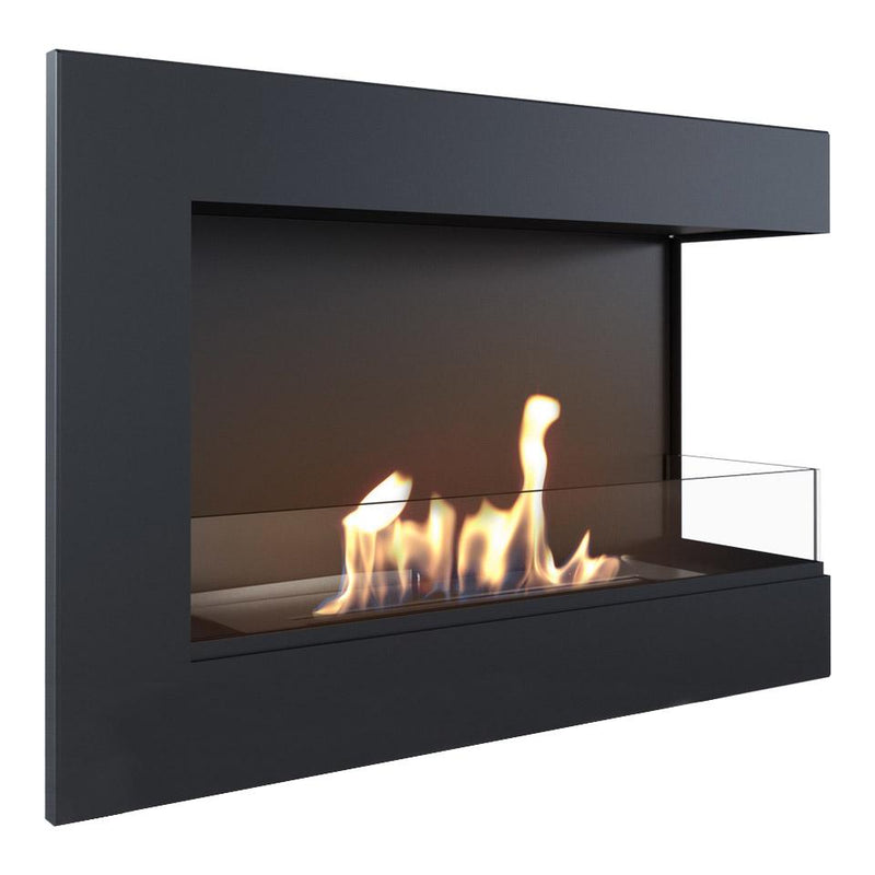 Camino a Bioetanolo da Incasso 70x48 cm con Vetro Flig Tampa Nero Angolo a Destra