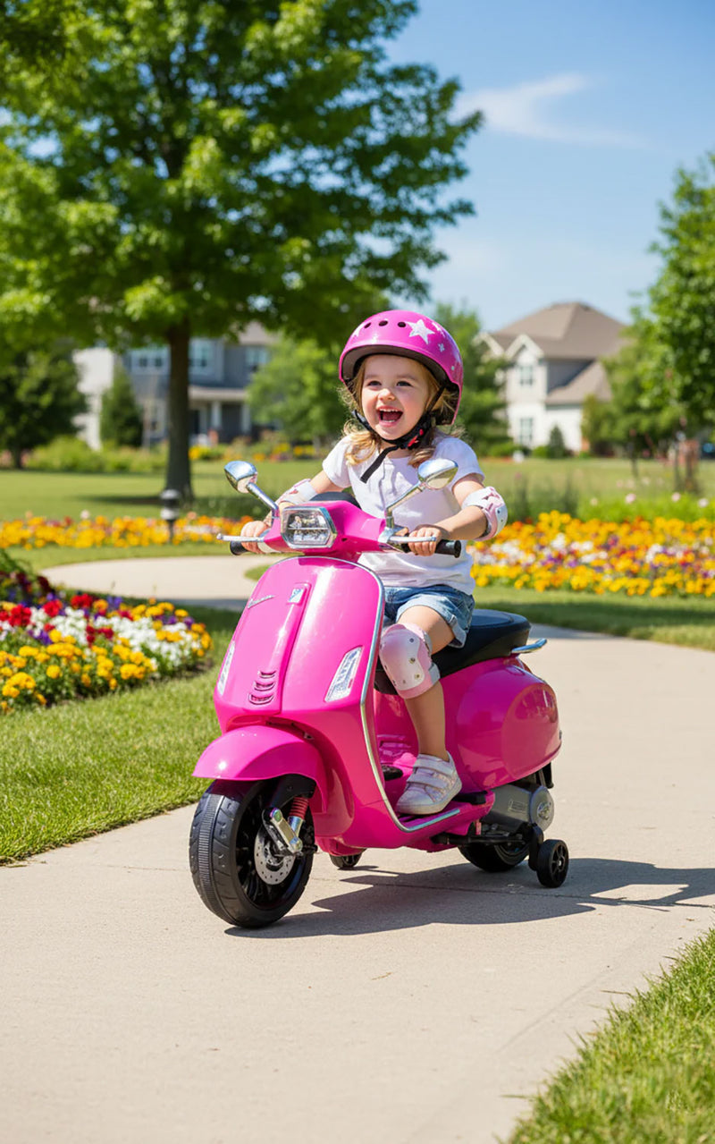 Scooter Elettrico per Bambini Licenza Ufficiale Piaggio Vespa 12V 4,5Ah Rosa       