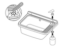 Lavatoio 60x40x25 cm Pilozzo a Parete con Dispenser in Resina Bianco    