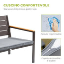 Set Salotto da Giardino Divano 2 Poltrone e Tavolino in Acciaio e Legno Acciaio e Legno