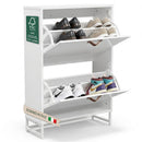 Scarpiera 2 Ante 63x24x90 cm Mobile per Scarpe Salvaspazio con Maniglie Bianco      