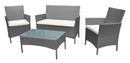 Set Salotto da Giardino Divano 2 Poltrone e Tavolino in Rattan Grigio
