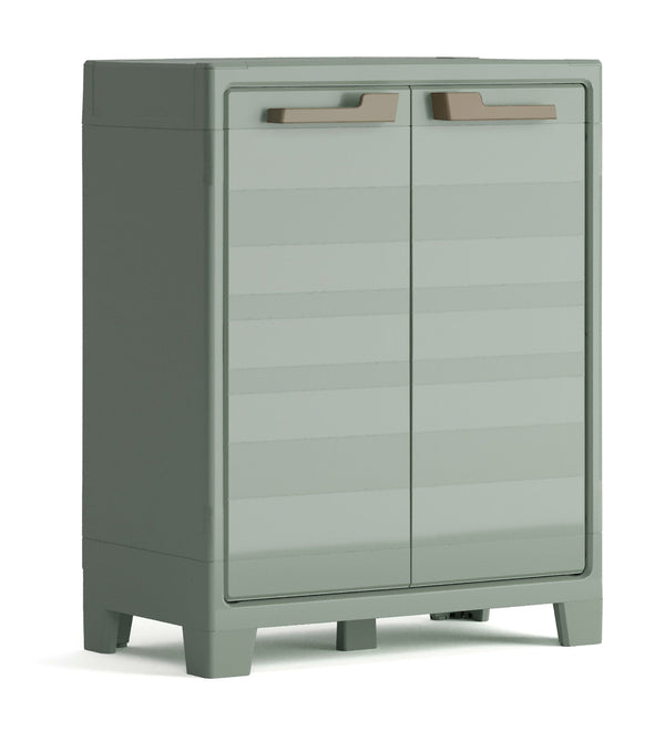 online Gartenschrank 2 Böden 80 x 44 x 100 cm Keter Planet Outdoor Low Grau und Grün