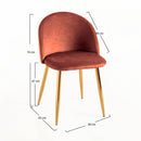 Set 4 Sedie Imbottite 38x43x74 cm in Vellluto Velvet Bronzo e Oro