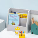 Set Tavolo e Sedie per Bambini 5+ Anni 90x45x 85 cm in Legno Bianco e Grigio      
