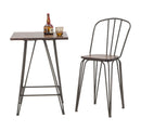 Set 2 Sedie 54x45x102 cm Bar Harlem in Ferro e Legno Grigio
