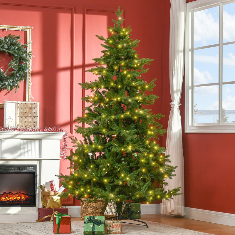 Albero di Natale Artificiale H210 cm 1914 Rami con Luci LED Verde