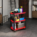 Carrello Porta Attrezzi a 3 Ripiani 70,5x35x82,5 cm in Metallo e PP Rosso e Nero      