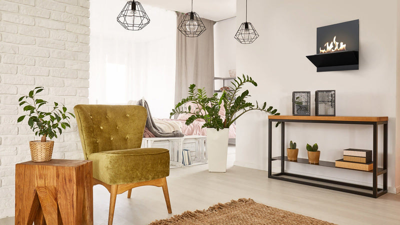 Camino a Bioetanolo da Parete 45x45x15,2 cm Flig Malibù Nero