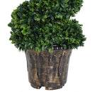 Set 2 Piante Artificiali di Bosso Ø32x120 cm a Spirale per Interni ed Esterni con Vaso Verde      