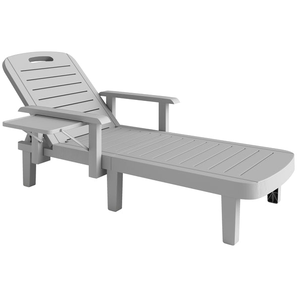 Sdraio da Giardino Regolabile 79x158x88 cm con Tavolino e Braccioli in Polipropilene Grigio Chiaro sconto