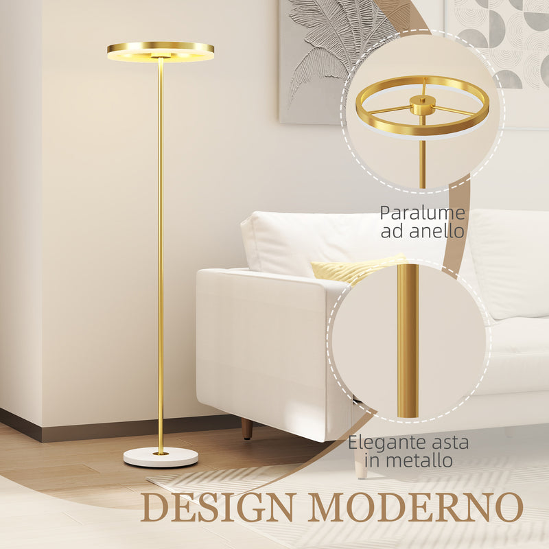 Lampada da Terra Moderna 40x40x157,5 cm Dimmerabile con Interruttore a Pedale in Metallo Oro  