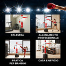 Sacco Boxe da Terra 4 in 1 con 2 Speedball Barra Girevole e Sacco Altezza Regolabile da 160-230 cm Rosso      