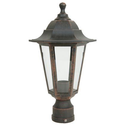 Lampada Lanterna Testa Palo Esagonale Color Ruggine per Esterno Linea Marine Sovil