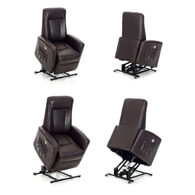 Poltrona Relax Reclinabile a Motore in Cuoio Ludovica Marrone