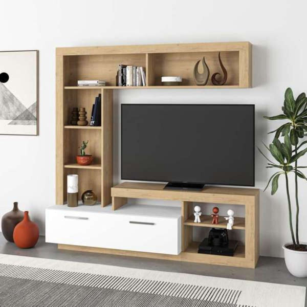 sconto Parete attrezzata rovere bianco Leo