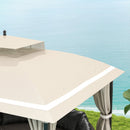 Gazebo da Giardino 370x303x290 cm Tende Laterali e Zanzariere Beige   