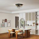 Lampadario Stile Industriale Geometrica con 3 Attacchi E27 per Lampadine LED in Metallo Nero e Oro      