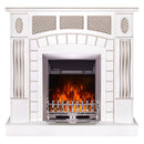 Camino Elettrico da Pavimento 112x115x30 cm Effetto Fiamma 2000W Amsterdam & Galileo Silver Noce