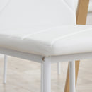 Set 2 Sedie 41x50x97 cm con Schienale Alto in Finta Pelle e Acciaio Bianco 