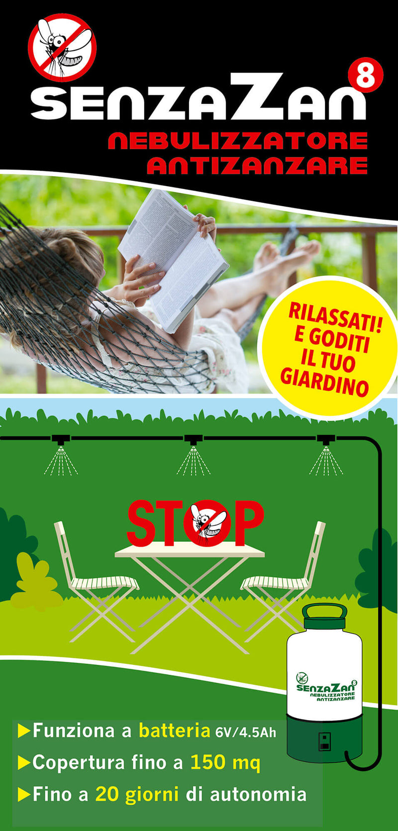 Macchina Nebulizzatore Antizanzare 8 litri a Batteria Vannini SenzaZan