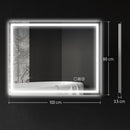 Specchio Bagno da Parete LED Antiappannamento 80x100 cm Speaker Bluetooth e Pulsanti Touch in Vetro Temperato  