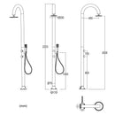 Doccia da Giardino in Alluminio Soffione Rotondo e Doccino Sined Luna Alu D Nero