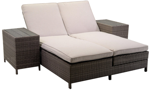 acquista 2-Sitzer Garten-Sonnenliege aus Adami Atlanta Grey Polyrattan