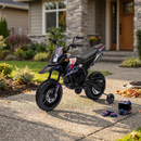 Moto Elettrica per Bambini Aprilia RX-125 Small 12V Cross Sedili In Pelle Luci Led Bluetooth Sospensioni a Molla Blu