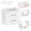 Mobile Bagno 61x40x48 cm con Lavabo in Ceramica e 2 Cassetti in Truciolare e MDF Bianco      