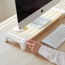 Supporto Monitor da Scrivania 53x20x5,7 cm in Plastica e Legno Bianco