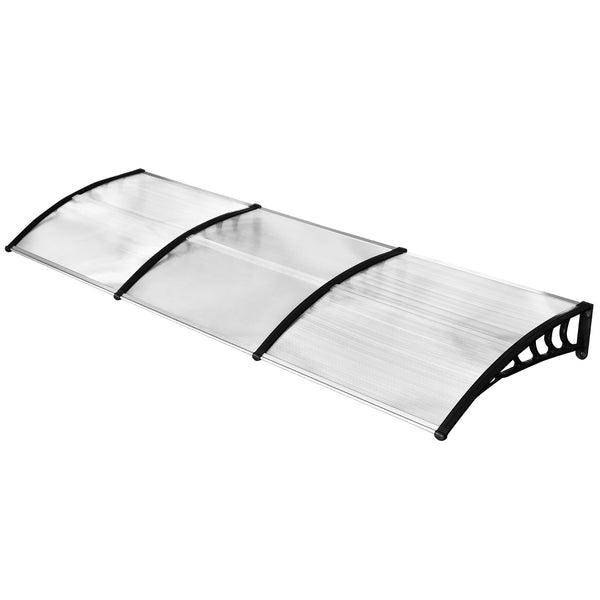 Pensilina Tettoia 122x89x24 cm in Policarbonato PP e Alluminio Nera e Trasparente online