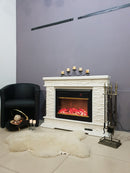 Camino Elettrico da Pavimento 88x118x30,5 cm Effetto Fiamma 1500W Stone & Mars Noce